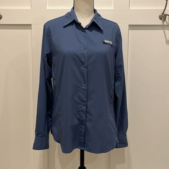 Columbia Omni Shade LS Blue Blouse - Picture 1 of 7